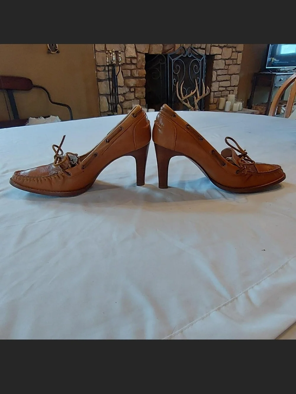 Vintage Michael Kors Leather Heeled Loafers Boat Shoes Pumps SZ 7.5